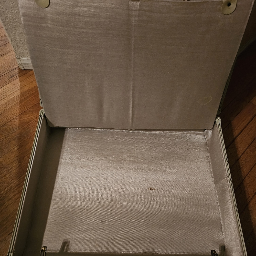 Vintage Samsonite teal hard-shell suitcase with cream trim - Picture 3 of 4